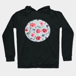 Watercolor Florals | Pattern | Mint grey Hoodie